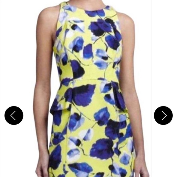 Milly Yellow & Purple Floral Dress - Size 4 - Picture 2 of 8